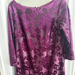 Vince Camuto Burnout Velvet Dress Purple Size 8 Knee Length